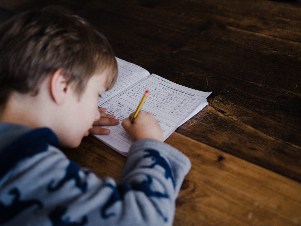 photo garçon fait ses devoirs