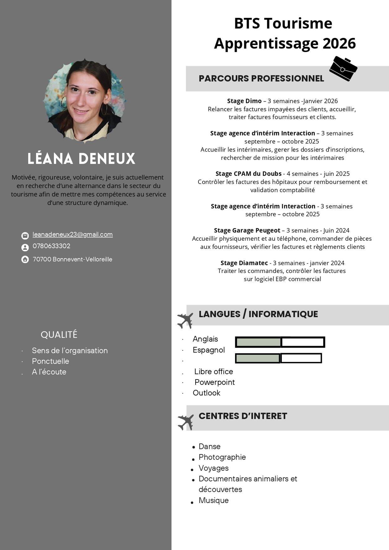 Aperçu du CV de Léana