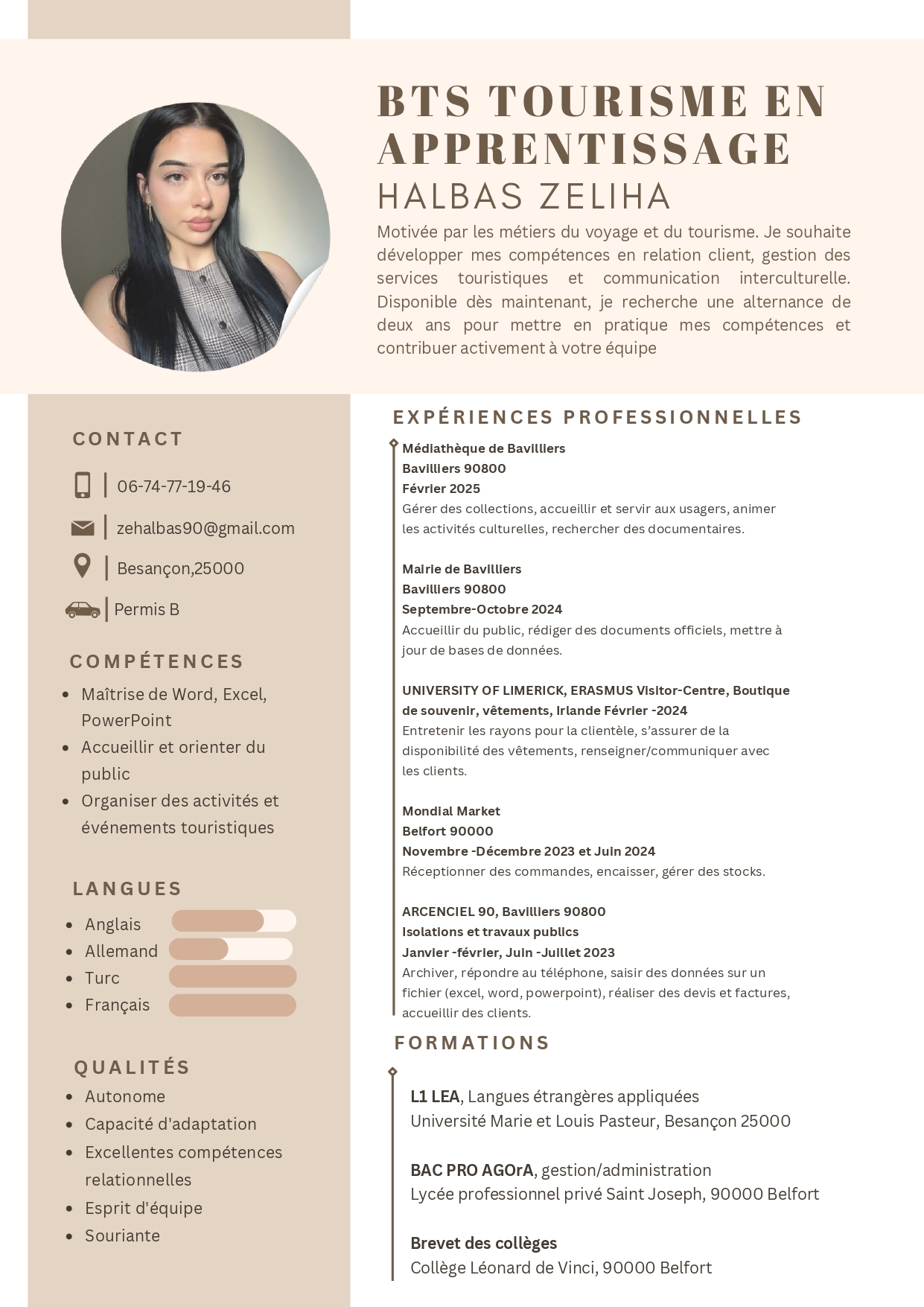 Aperçu du CV de Zeliha